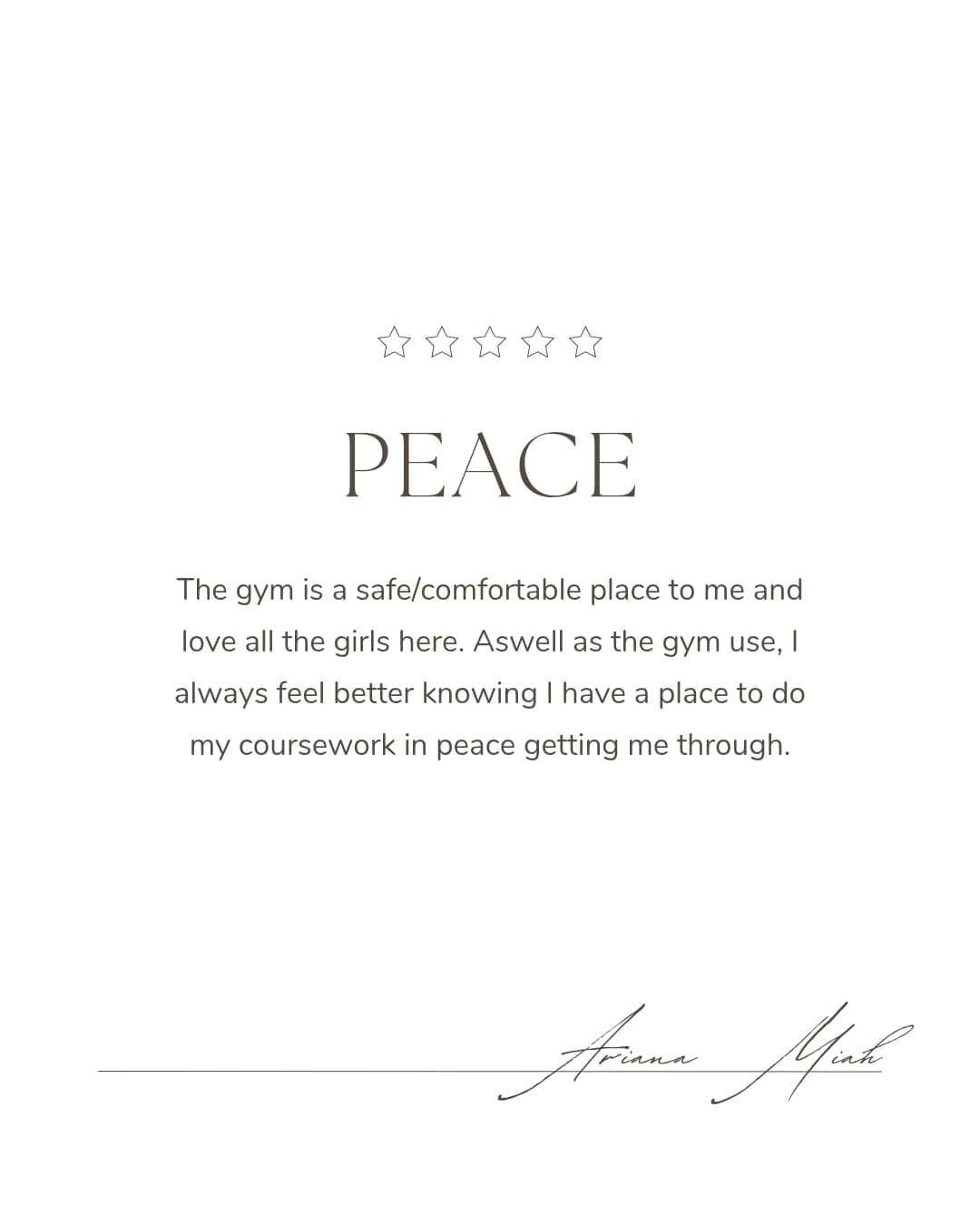 Testimonial from Ariana Miah - Peace