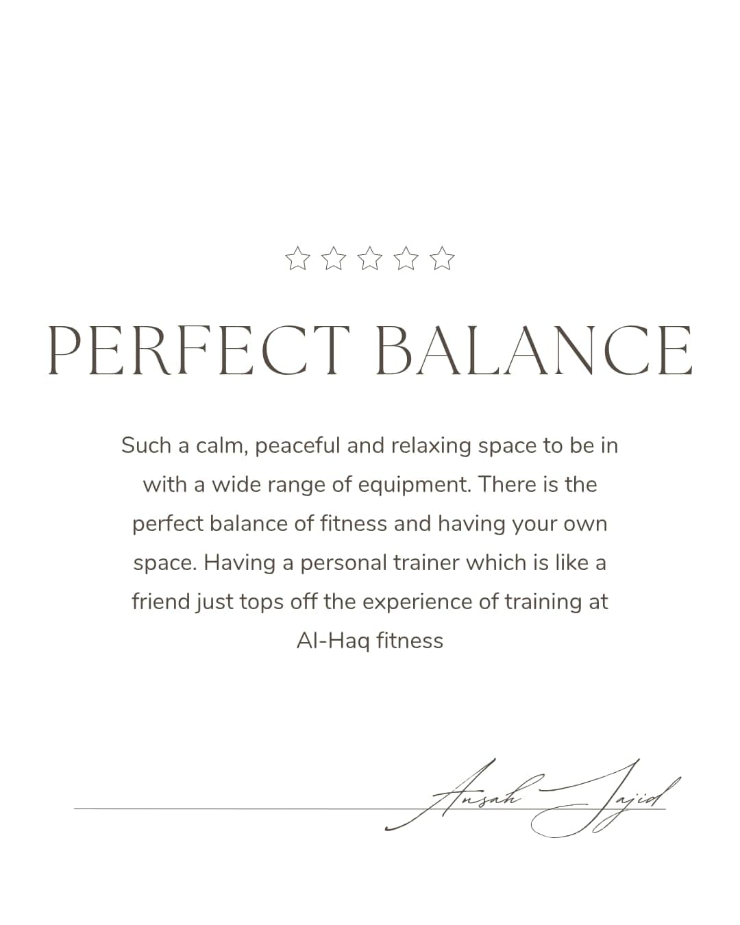Testimonial from Ansah Sajid - Perfect Balance